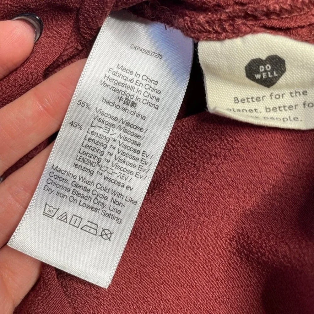 Madewell Novel Burgundy Viscose Blend V Neck Short Sleeve‎ Casual Dress XS